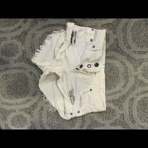 White Distressed Jean Shorts